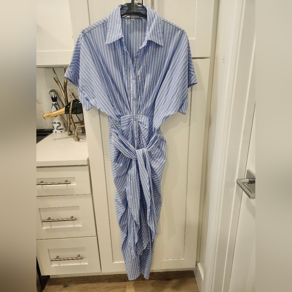 Mable Blue and White Striped Dress
